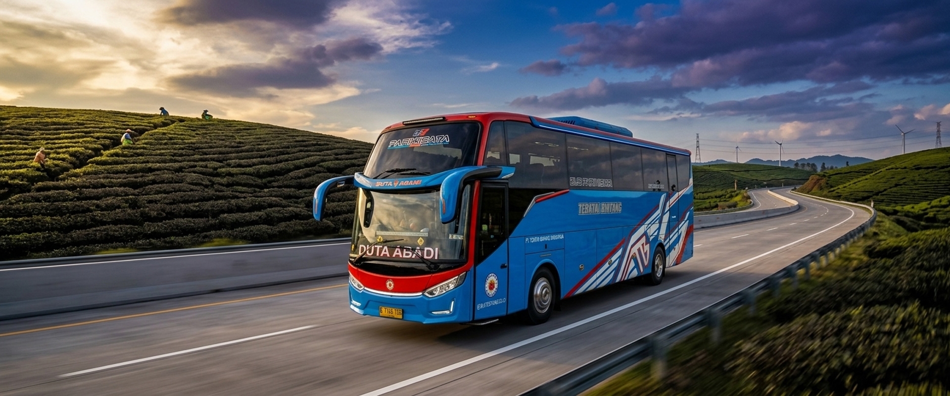 NEW BIG BUS PARIWISATA - 50 Seats, Dispenser, Full AC, Reclining Seat, LED TV, Karaoke Set, Stop Kontak